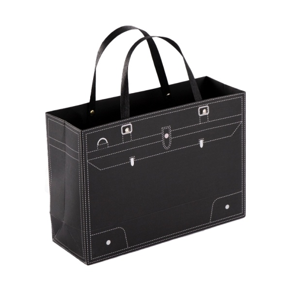 Пакет 28*20*10см, ручки тесьма, черный