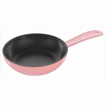 Сковорода чугунная 16см светло-розовая