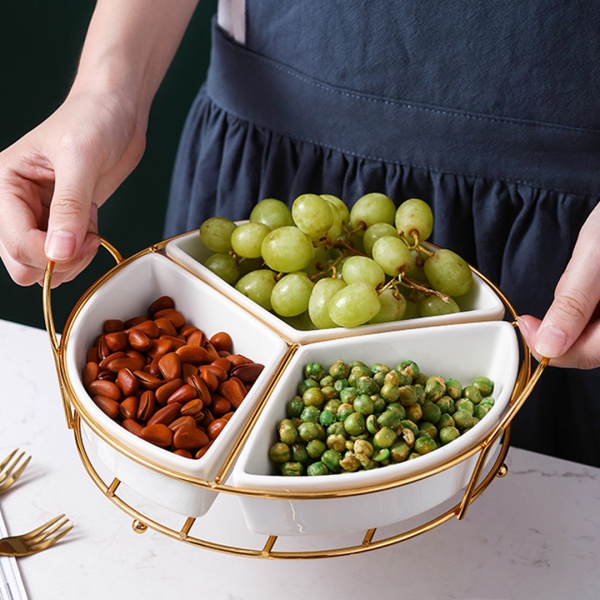 Менаж 3 отделения подставка 25*22,5 керамическая, сталь белый