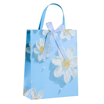 Пакет 32*25*15 см вертикальный пласт ручки Цветы голубые