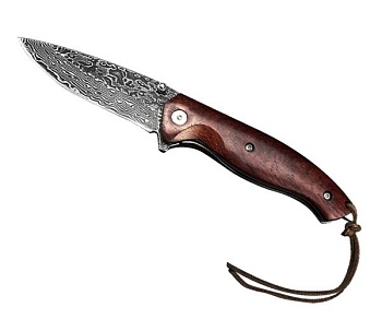 Нож складной 7-9см дамаск деревянная  ручка
