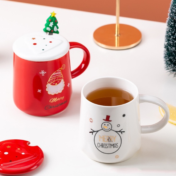 Кружка Снеговик с крышкой, ложкой 400 мл 10*8 см