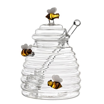 Банка для меда с ложкой стекло 13,5*10 см Пчелка