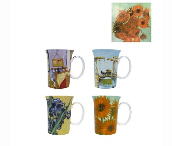 Набор кружек 4 шт. 320 мл. Ван Гог в подарочной упаковке