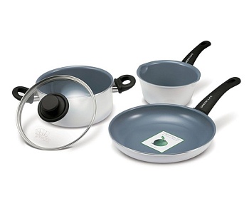 Набор 3 предмета сков(24см)+каст(18см)+ковш(15см)Healthy Life White