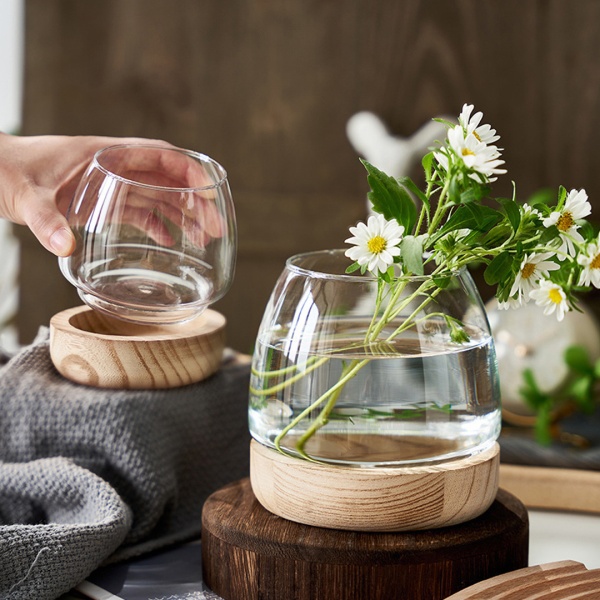 Ваза 15*10см, деревянная подставка Самуи