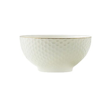 Салатник 13см. белый, золото Соты