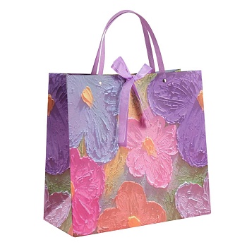 Пакет 35*32*15 см горизонтальный пласт ручки Большие цветы