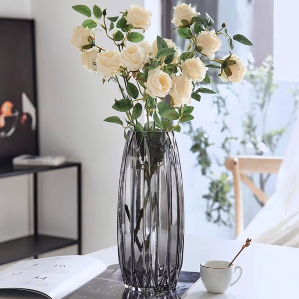 Ваза  29см, серая Цветок