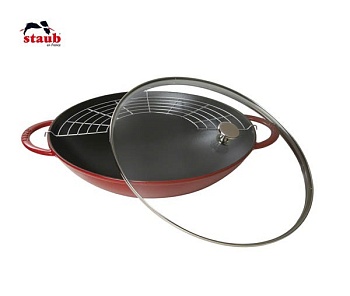 Вок стеклянная крышка 30см. 4,4л.  вишненвый