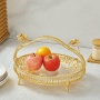 Блюдо для фруктов овальное 26,5*20*21см из стали, стекла, напыление Роза