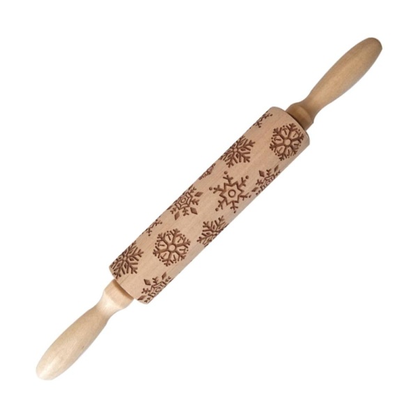 Скалка декор снежинка 35*17*4см. дерево