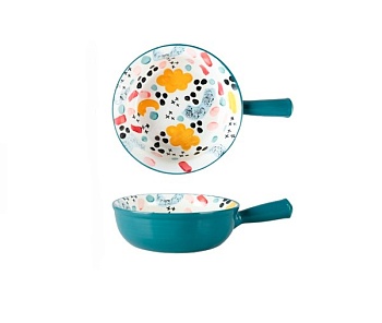 Лоток с ручкой, круглый 18*6см. Маскарад