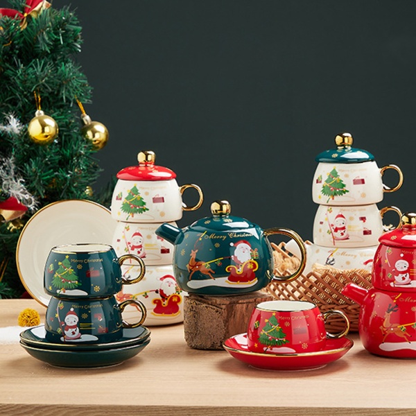 Набор чайный 5 предметов 420 мл, 160 мл зеленый Дед мороз