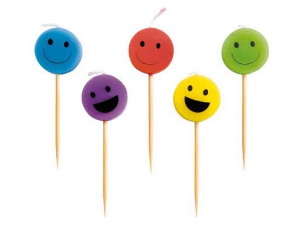 Свечи для торта 5предметов Смайлики