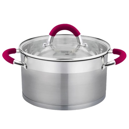 Набор кастрюль 4 предмета с крышками красные ручки House Roland