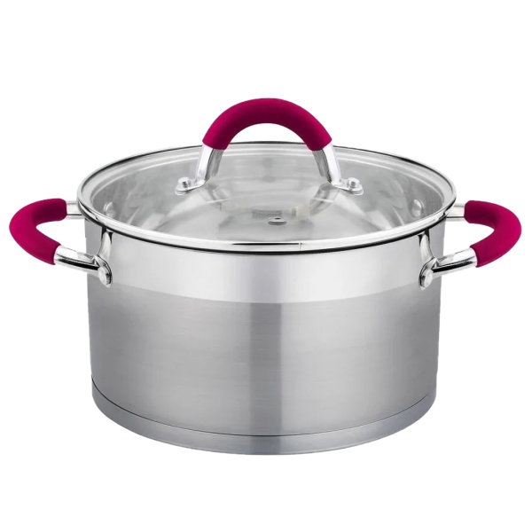 Набор кастрюль 4 предмета с крышками красные ручки House Roland