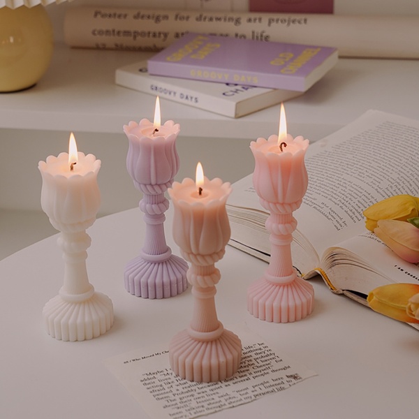 Свеча ароматическая 5*14 см цветок розовый