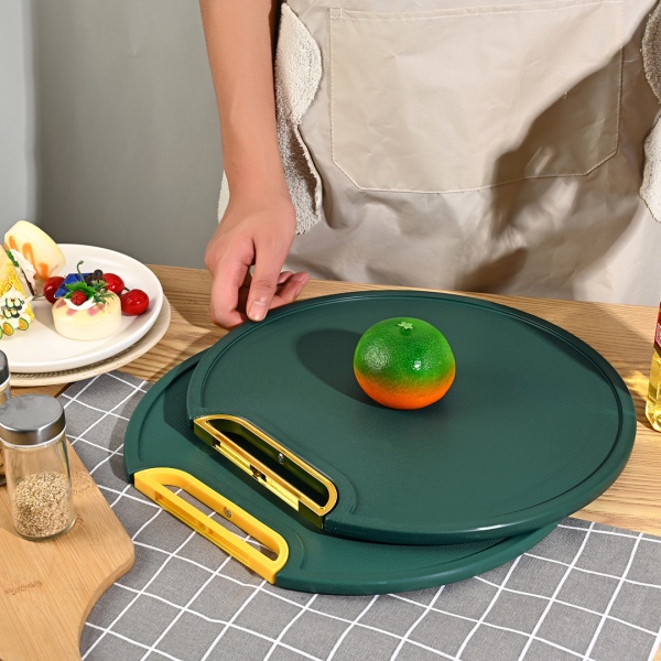 Доска антибактериальная 34см зеленая с подставкой, терка чеснок