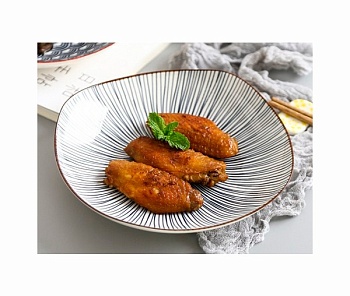 Салатник 19см. квадратный керамический, Полосы