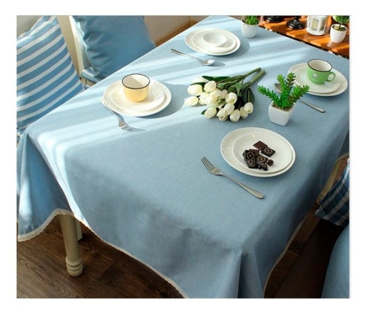 Скатерть 145*220см. Кружево голубая