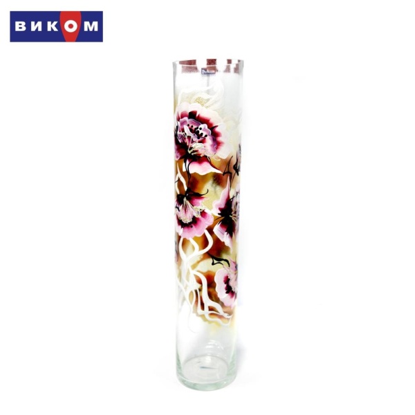 Ваза, высота 60см., Цветы на стекле