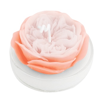 Свеча ароматическая 4*6,5 см роза розовая подставка