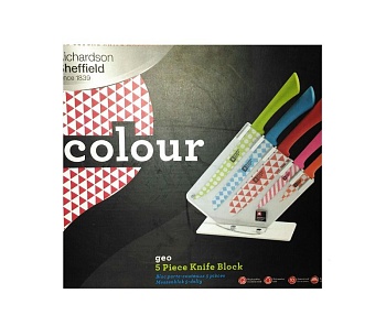 Набор ножей 5 предметов+подставка Love Colours цветная клетка