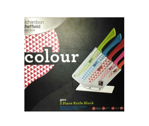 Набор ножей 5 предметов+подставка Love Colours цветная клетка