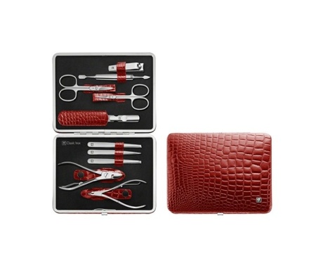 Набор маникюрный 10 предметов красный крокодил INOX