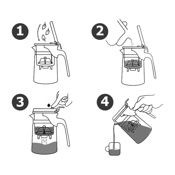 Чайник высокий с клапаном 0.6л стекло