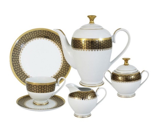 Сервиз чайный 23 предмета 6 персон Черное Золото