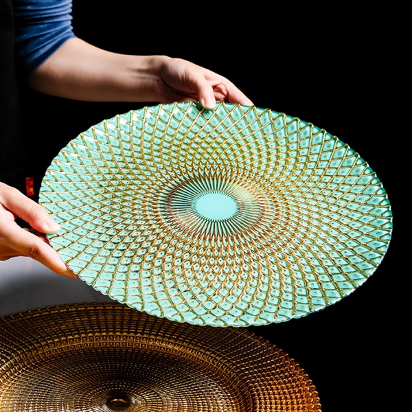 Блюдо стекло, 33см. зеленое