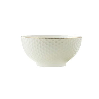 Салатник 12см. белый, золото Соты