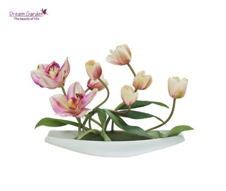 Цветы подставка Тюльпаны с орхидеями