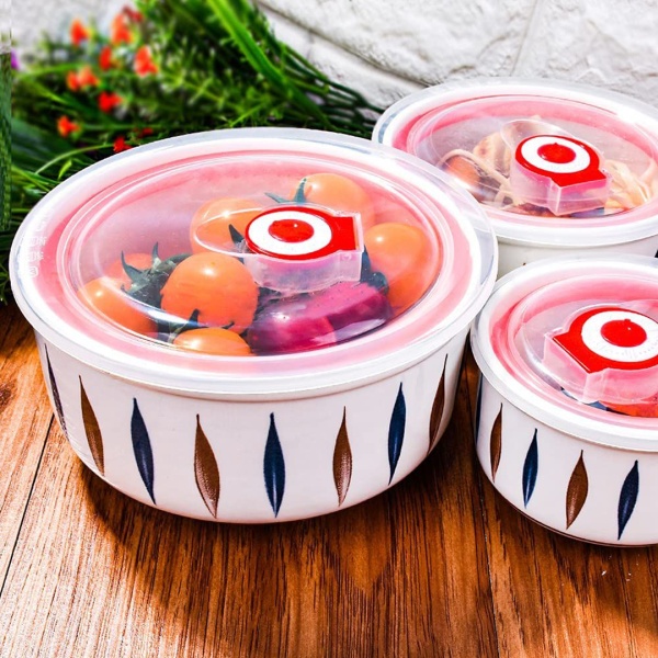 Салатник с крышкой 3 штуки 11см, 13,5см, 16см керамический