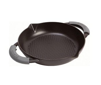 Сковорода соты 24см. силиконовые ручки черная