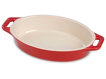 Лоток овальный керамический, 37см. Вишня