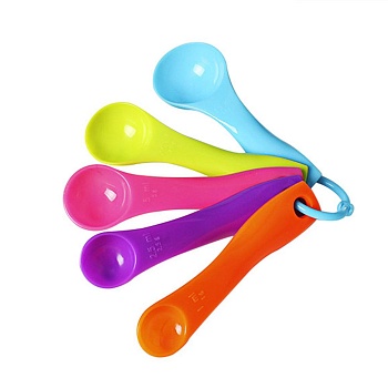 Ложка мерн пластик, 12см. 5шт цветные