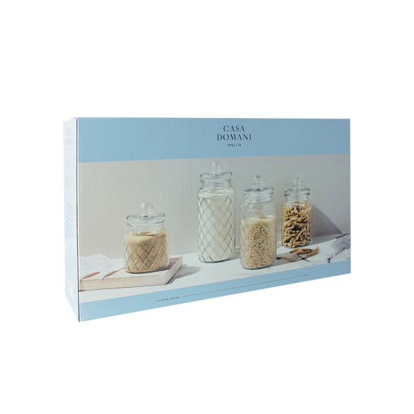 Набор банок 4шт 0,6л, 1л, 1,3л, 1,5л Решетка