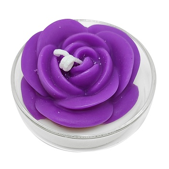 Свеча ароматическая 4*6,5 см роза фиолетовая подставка