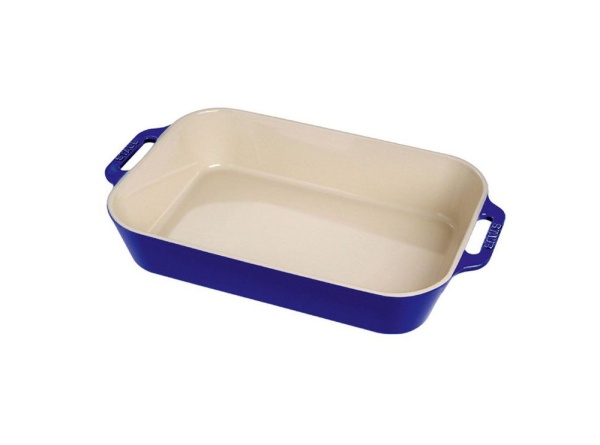 Лоток прямоугольный керамический, 34*24см. Темно-синий