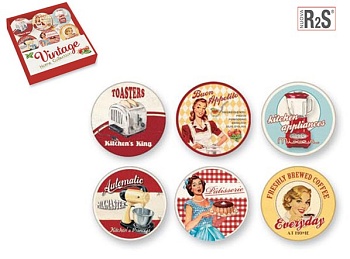 Магнит 6шт стекло, 3,5см. Vintage