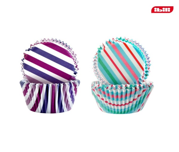 Корзинка для кекса 100шт 4*7,5см. полоска