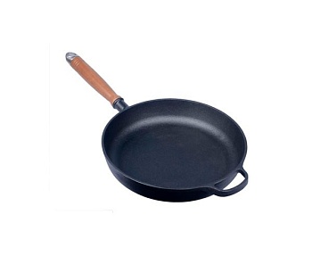 Сковорода чугунная 28см. деревянная ручка