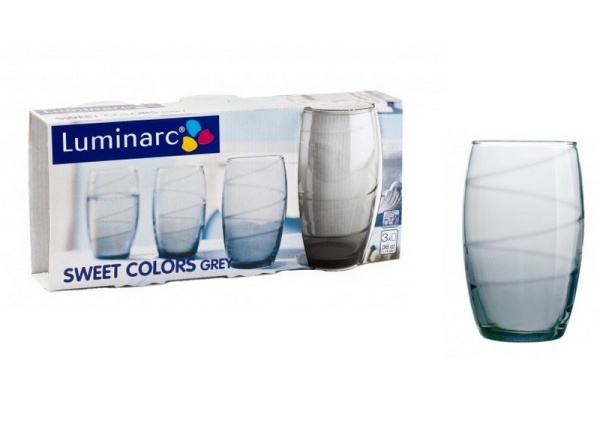 Стакан 360мл 3шт Colors Grey