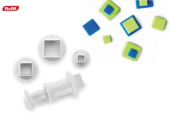 Штамп для мастики 3 насадки квадратный I