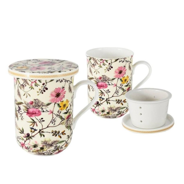 Кружка заварочная 300 мл., Летние цветы в подарочной упаковке