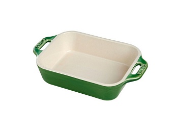 Лоток прямоугольный керамический, 27*20см. Зеленый базилик