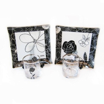 Набор 4 предмета стакан+тарелка 2персоны Black & White